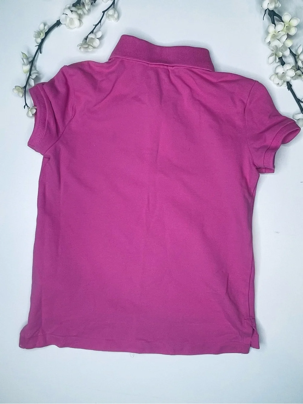 Polo by Ralph Lauren Girls Hot Pink Polo Shirt with Navy Logo